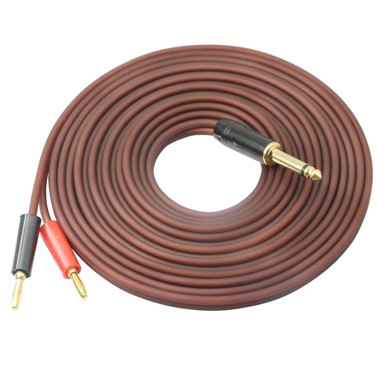 XMSJSIY 1/4 TS to Banana Plug,6.35mm TS Phono to Banana Plug Speaker Audio Cable,Gold-Plated 1/4 TS Male to Dual Banana Plugs OFC HiFi Speaker Wire for DJ Application, Mixer, Headphone Jack-16.5ft (5m) - Image 1